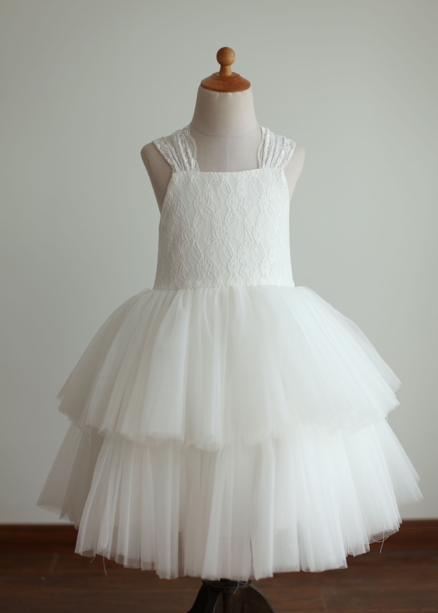 Ivory Tea Length Flower Girl Dress 1